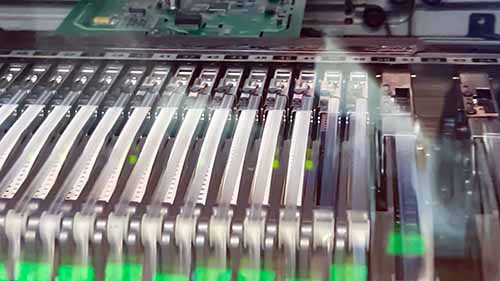 Автоматический установщик SMD компонентов Samsung SM321 на производстве